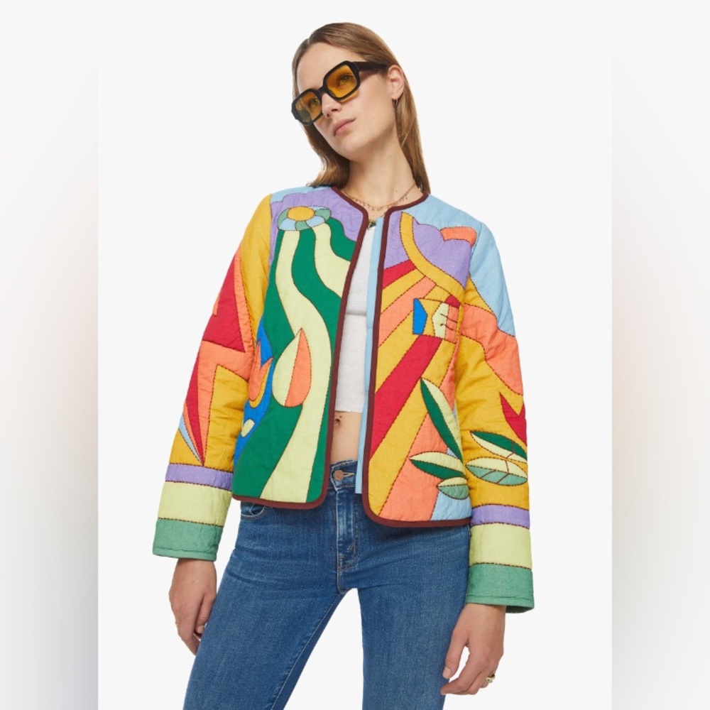 MOTHER Multicolor Patchwork Quilted Bomber Jacket